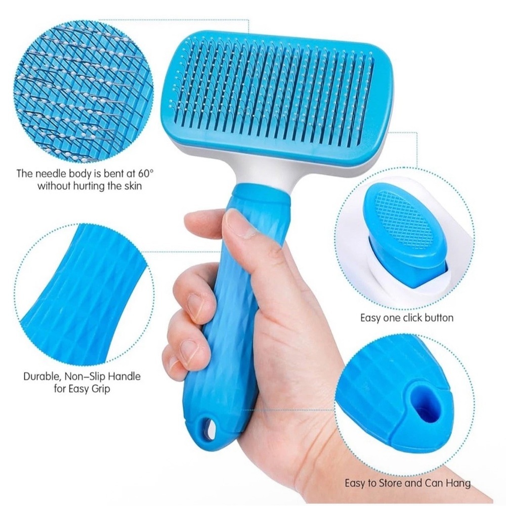 New Dog & Cat Self Cleaning Slicker Brush  available in orange and blue colors - Picture 3 of 9